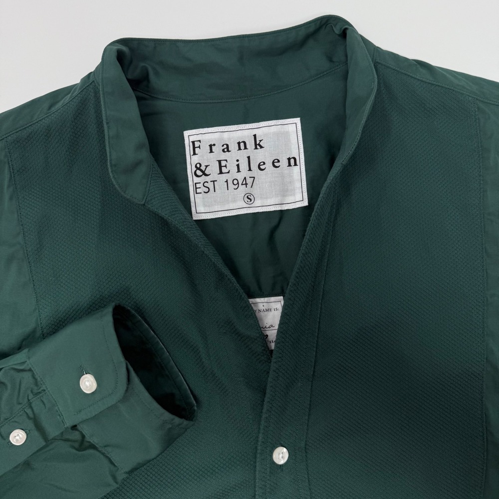 Frank & Eileen Victoria Forest Green Italian Cotton Tuxedo Bib Shirt Small